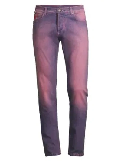 Shop Isaia Men's Slim-fit Faded Jeans In Bright Pink