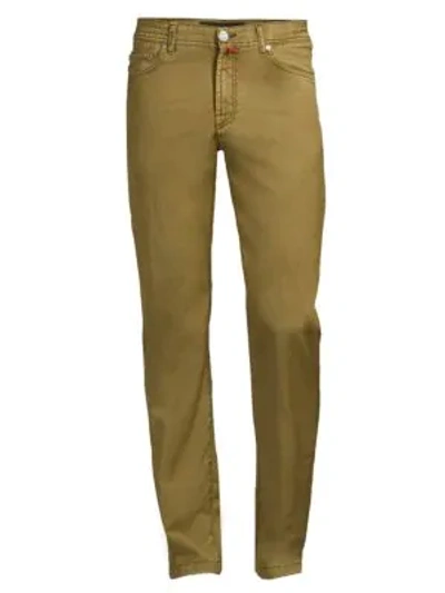 Shop Kiton Straight-leg Wool Jeans In Green