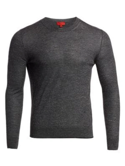 Shop Isaia Heathered Cashmere Blend Crew Sweater In Grey