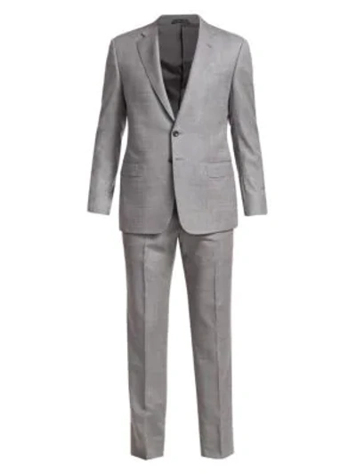 Shop Giorgio Armani Micro Twill Wool Suit In Gargoyle