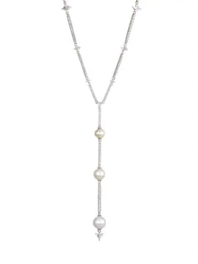 Shop Adriana Orsini Blanc Slider Plated Sterling Silver &5-5.5mm, 6-6.5mm, 7-7.5mm, 8-8.5mm Freshwater Pearl Lariat Neck In Rhodium