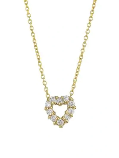 Shop Roberto Coin Women's Tiny Treasures 18k Yellow Gold & Diamond Heart Pendant Necklace