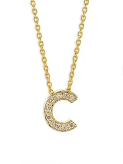 Shop Roberto Coin Women's Tiny Treasures Diamond & 18k Yellow Gold Initial Necklace In Initial C