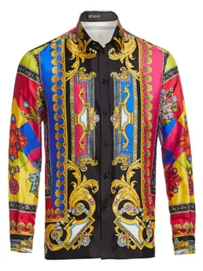 Shop Versace Printed Silk Shirt In Multi