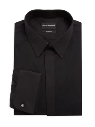 Shop Emporio Armani Modern-fit Tuxedo Shirt In Black