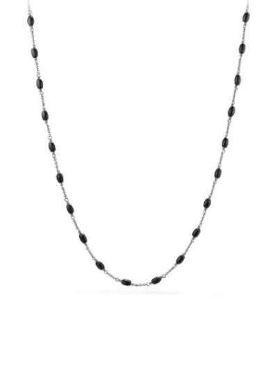 Shop David Yurman Beaded Sterling Silver Necklace In Silver Black