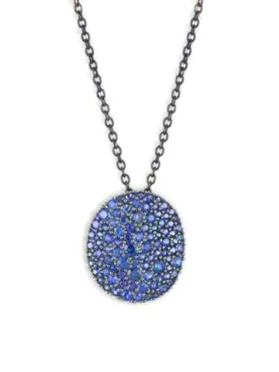 Shop Etho Maria Vibrant 18k Black Rhodium Gold & Blue Sapphire Pendant Necklace