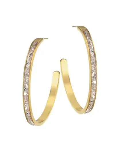 Shop Shana Gulati Women's Harper 18k Yellow Goldplated & Sliced Raw Diamond Hoop Earrings In Goldtone
