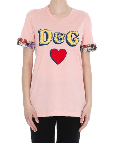 Shop Dolce & Gabbana Tshirt With Dg Lettering In Pink
