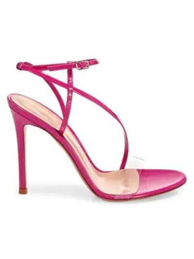 Shop Gianvito Rossi Strappy Patent Leather Stiletto Sandals In Fuchsia