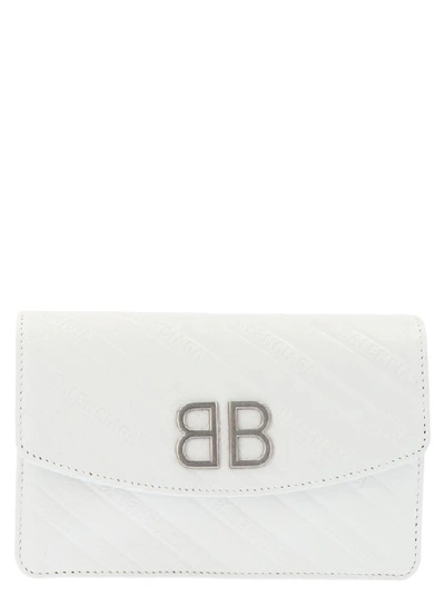 Shop Balenciaga Bb Logo Chain Wallet In White