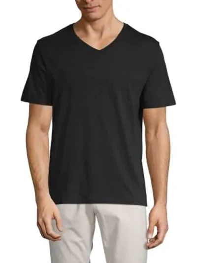 Shop Vince Men's Pima Cotton V Neck Tshirt In Black