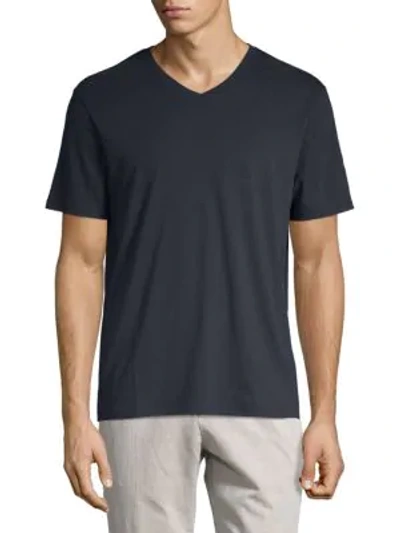 Shop Vince Men's Pima Cotton V Neck T Shirt In Coastal Blue
