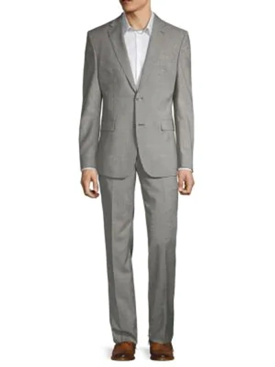 Shop Versace Two-piece Modern-fit Textured Wool Suit In Grey