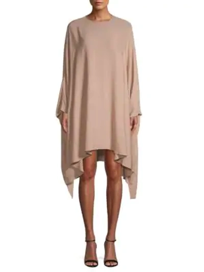 Shop Valentino Fluid Silk Dress In Beige