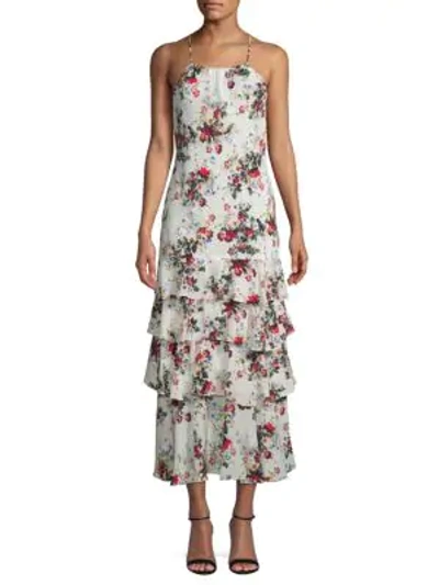 Shop Marissa Webb Everleigh Tiered Floral Silk Dress In White Multi