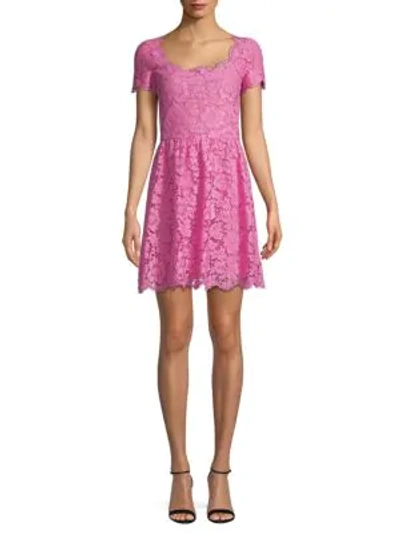 Shop Valentino Scalloped Lace Dress In Ninphea Pink