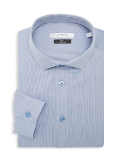 Shop Versace Trend Fit Textured Dress Shirt In Blue