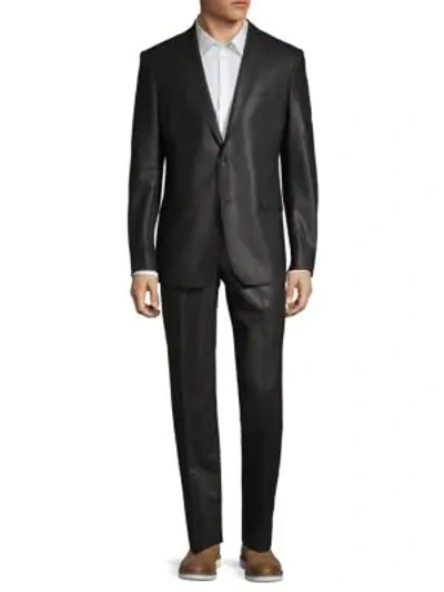 Shop Versace Modern-fit Textured Wool Suit In Black