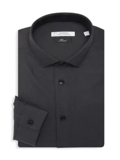 Shop Versace Textured Dress Shirt In Black