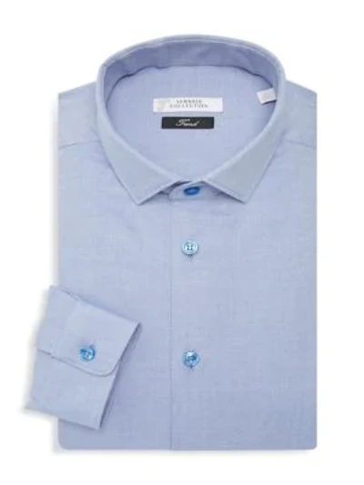 Shop Versace Textured Dress Shirt In Blue