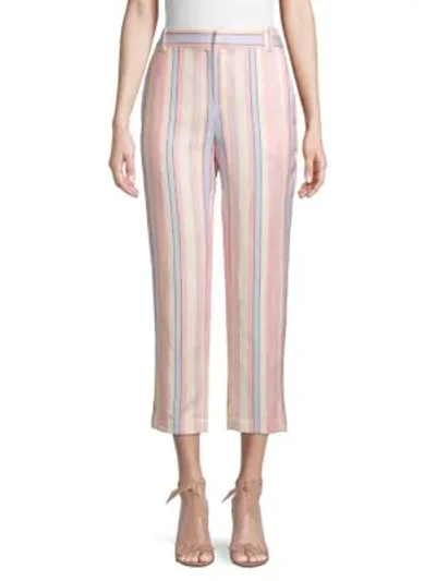 Shop Rebecca Minkoff Stripe Linen & Cotton Blend Ginger Pants In Multi