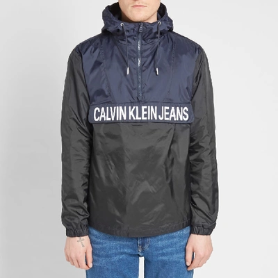Shop Calvin Klein Colour Block Nylon Popover Jacket In Black
