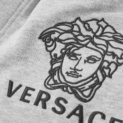 Shop Versace Logo Embroidered Sweat Pant In Grey