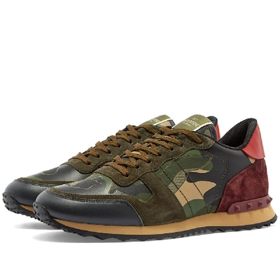 Shop Valentino Rockrunner Camo Sneaker In Green