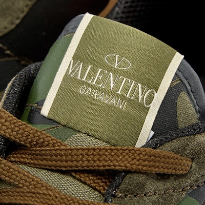 Shop Valentino Rockrunner Camo Sneaker In Green