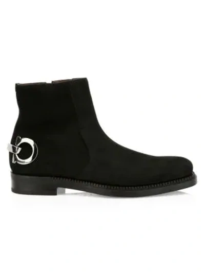 Shop Ferragamo Bankley Suede Ankle Boots In Black