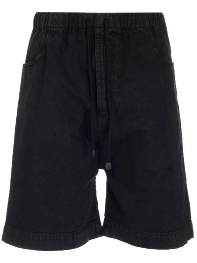 Shop Gucci Logo Patch Denim Shorts In Black