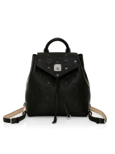 Shop Mcm Essential Monogram Leather Backpack In Black