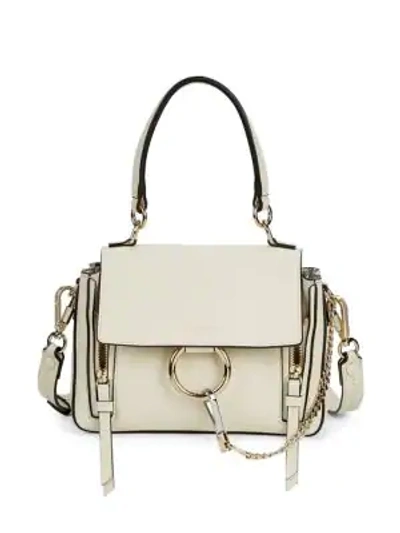 Shop Chloé Mini Faye Leather Satchel In Off White