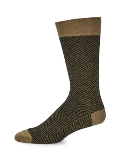 Shop Marcoliani Mid-calf Knitted Herringbone Cotton Socks In Burnt Brown