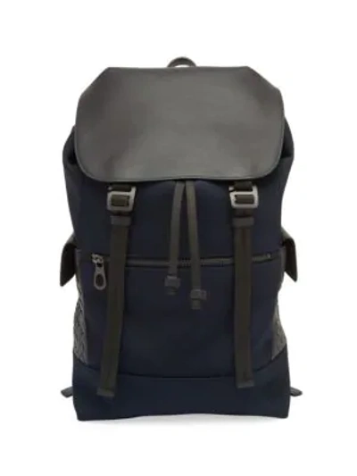 Shop Bottega Veneta Leather & Canvas Backpack In Dark Navy