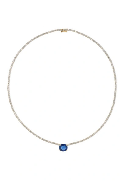 Shop Anita Ko 18-karat Gold, Diamond And Sapphire Necklace