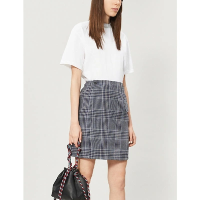 Shop Acne Studios Ivonne Checked Cotton-blend Mini Skirt In Navy