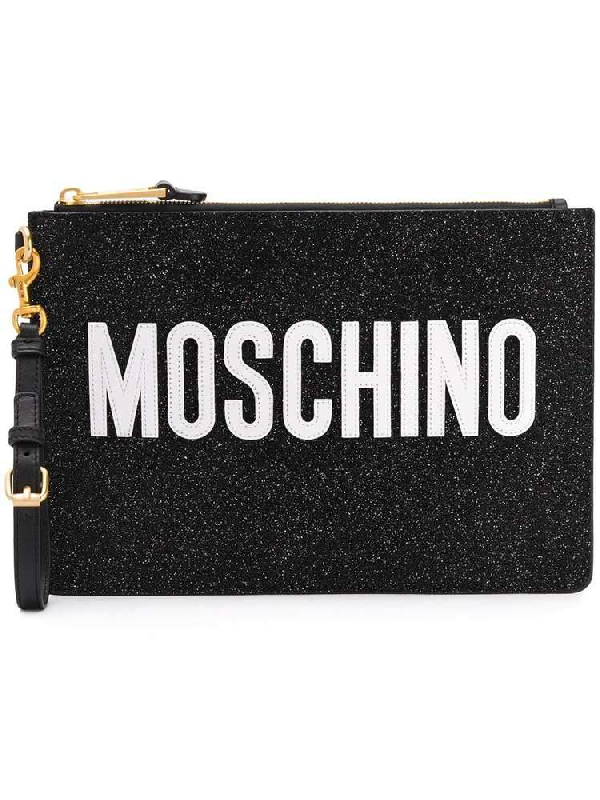 Moschino Glitter Pouch In Black | ModeSens