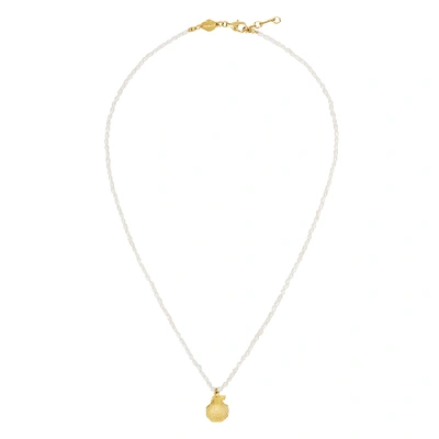 Shop Anni Lu Pearl And 18kt Gold-plated Necklace