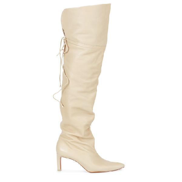 cream over the knee boots