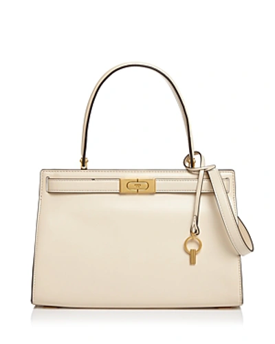 Shop Tory Burch Lee Radziwill Small Leather Satchel In New Cream/gold