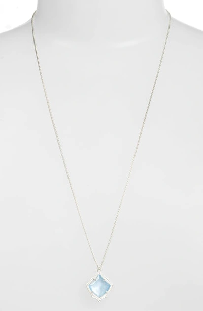 Shop Kendra Scott Kacey Pendant Necklace In Sky Blue Illusion/ Silver