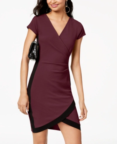 Shop Almost Famous Juniors' Framed Wrap Dress In Wine/black
