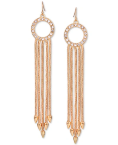 Guess Gold-tone Pave Circle & Multi-chain Drop Earrings In Gold