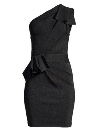 Shop Herve Leger One-shoulder Cocktail Dress In Black