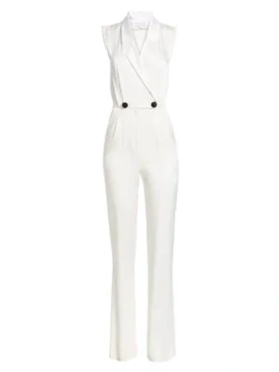 Shop Carolina Ritzler Sleeveless Tuxedo Jumpsuit In White