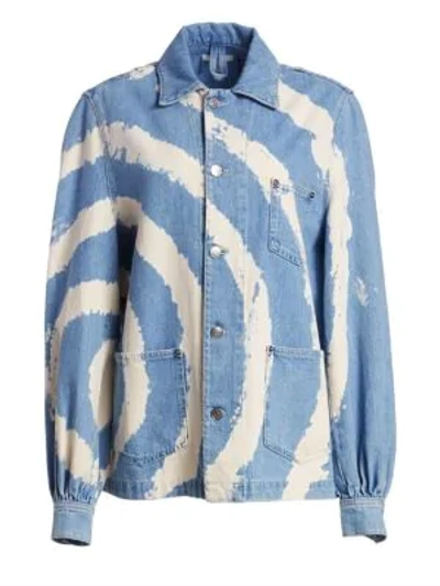 Shop Ganni Blackstone Oversized Boyfriend-fit Washed Denim Jacket In Bleach Tie Dye