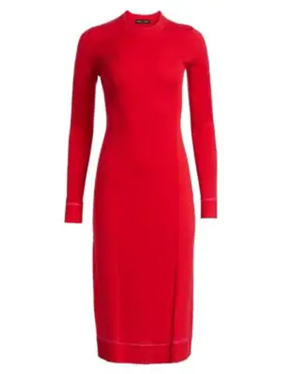 Shop Proenza Schouler Silk & Cashmere Rib-knit Midi Dress In Red