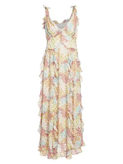 Shop Rebecca Taylor Ava Floral Ruffle Tank Dress In Multi